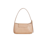 Elegant Beige Croc-Embossed Baguette Bag